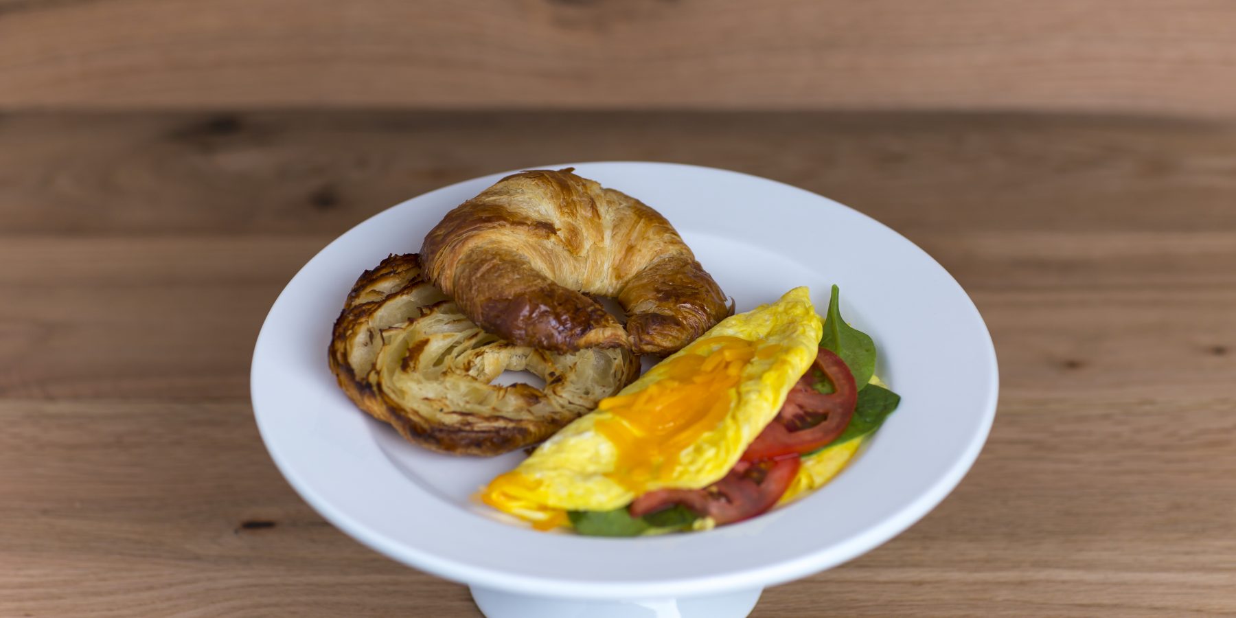Omelet and croissant