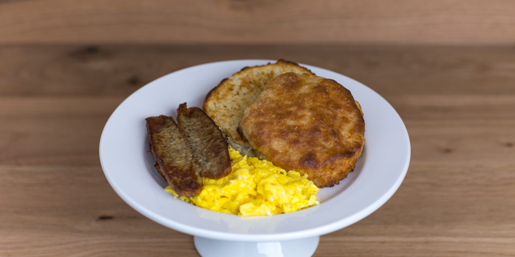 Sausage, eggs and biscuit